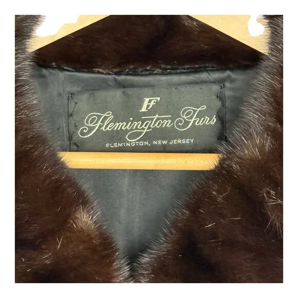 Women’s Black Persian Lamb Coat w Brown Mink Collar Flemington Furs Medium - Picture 5 of 12